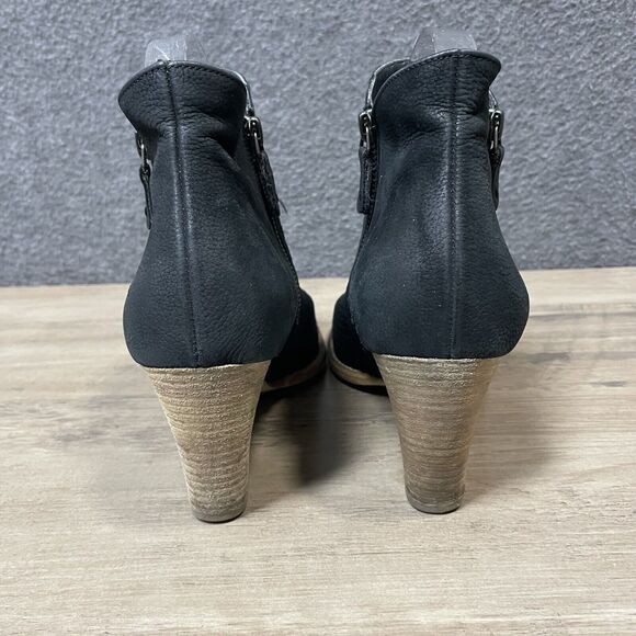 PAUL GREEN Black Bonzai Perforated Leather Ankle Booties Heel Size 6 US 36-37 EU - Picture 3 of 10